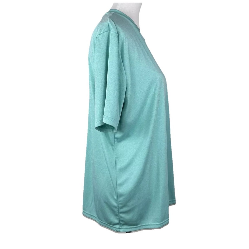 Under Armour Womens Large Green Loose Fit Short Sleeve V Neck Polyester Shirt - Picture 4 of 11